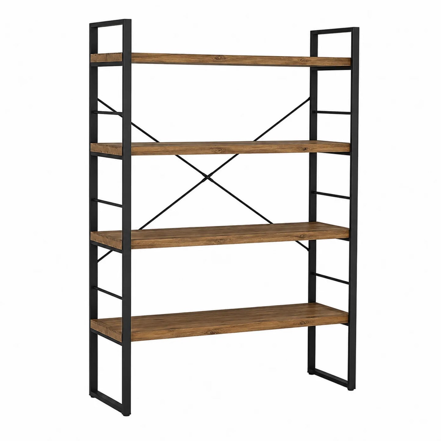 Libreria in Legno e Metallo Marrone/Nero 180x120x35 cm