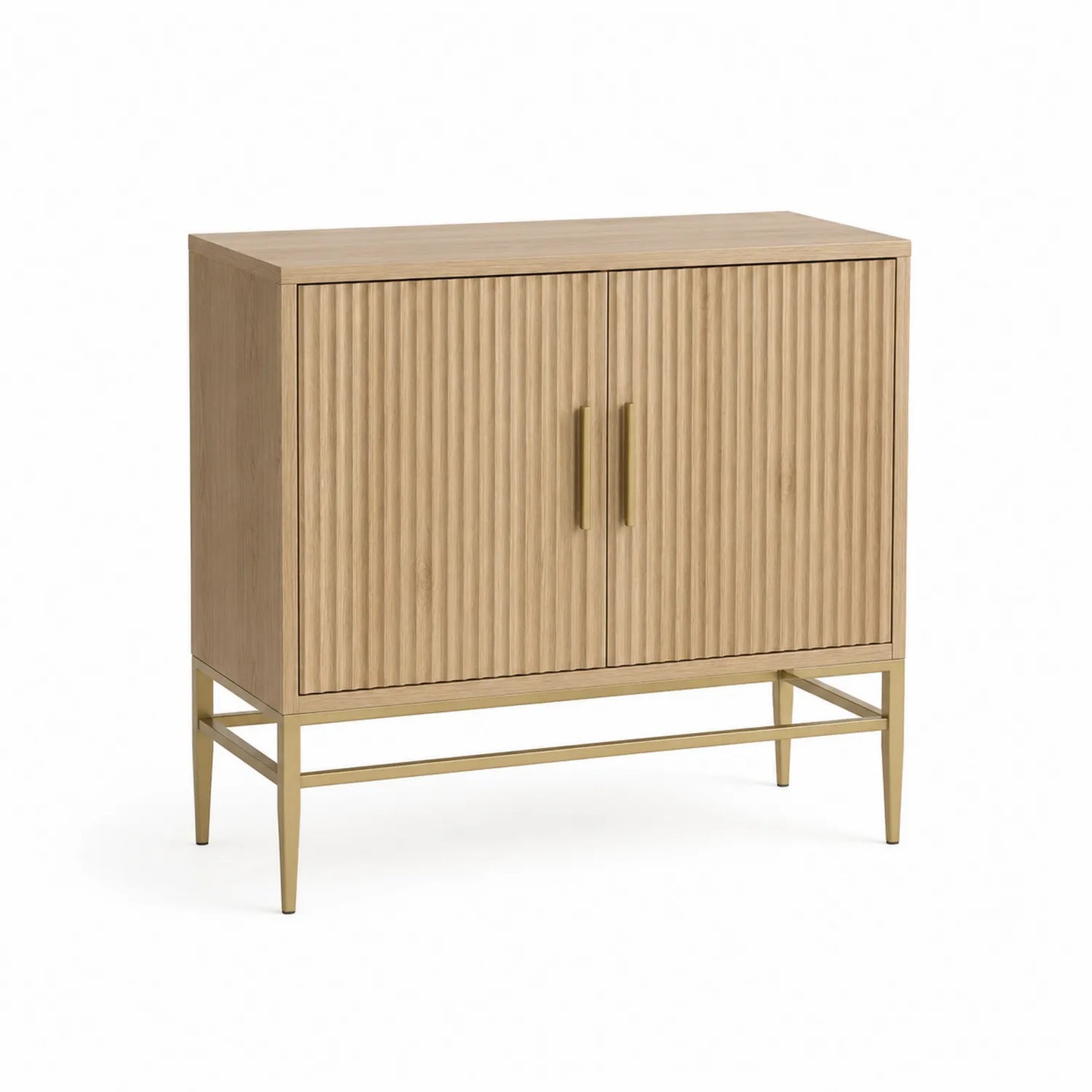 Credenza in Legno Massello con Gambe in Metallo 90x40x80 cm