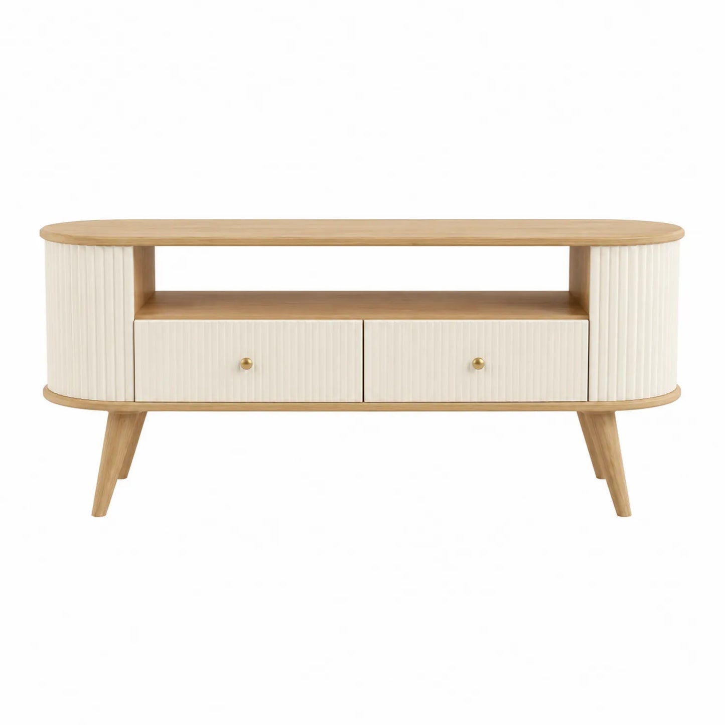 Mobile TV in legno MDF con cassetti e ripiano Bianco 120x30x50 cm