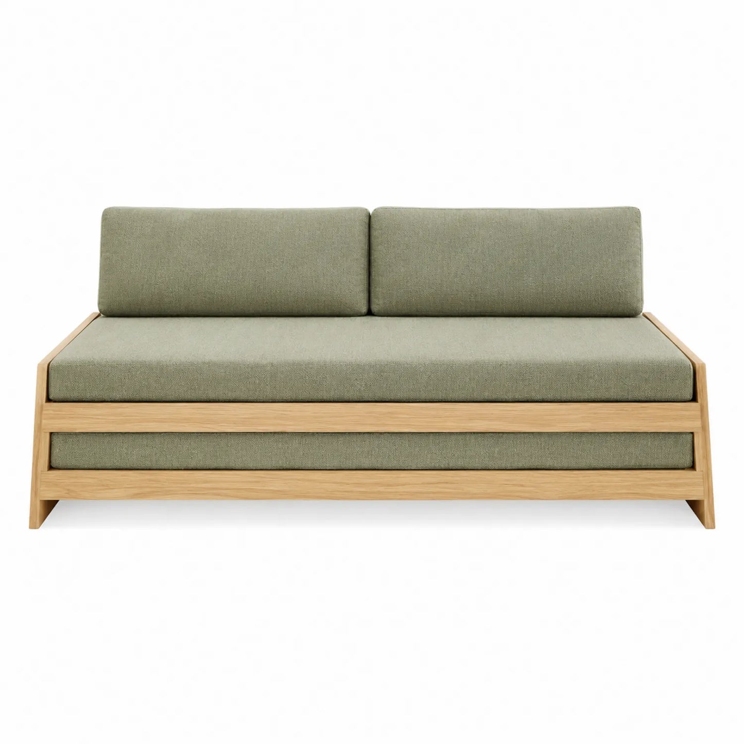 Divano letto in legno e poliestere verde 190x80x85 cm