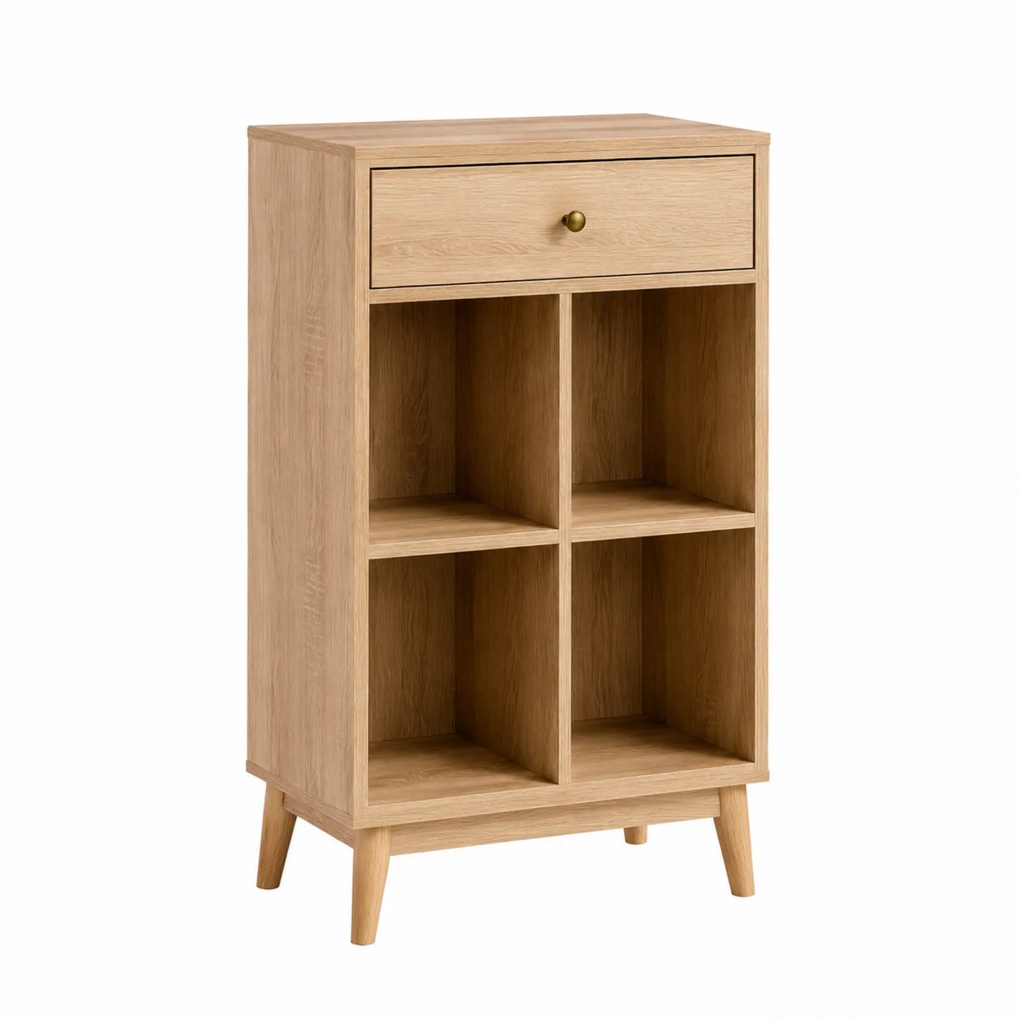 Libreria in Legno di Quercia con Cassetto e 4 Scomparti 80x40x120 cm