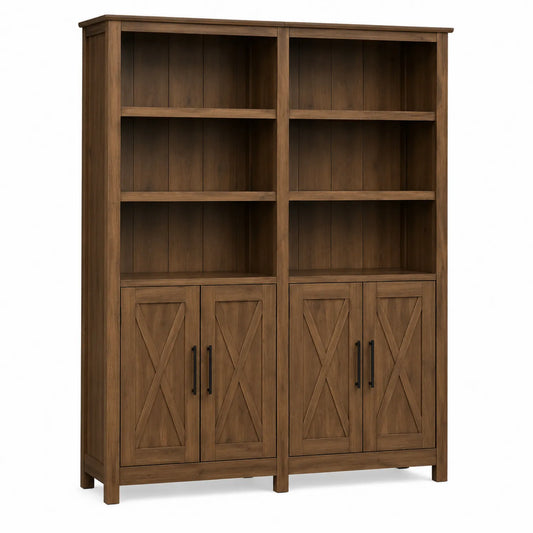 Libreria in Legno di Pino con Ante e Ripiani 180x150x30 cm