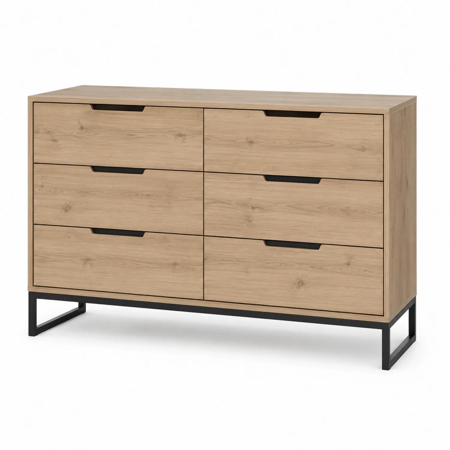 Cassettiera rettangolare in legno rovere 6 cassetti