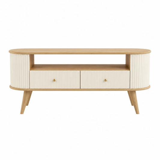 Mobile TV in legno MDF con cassetti e ripiano Bianco 120x30x50 cm