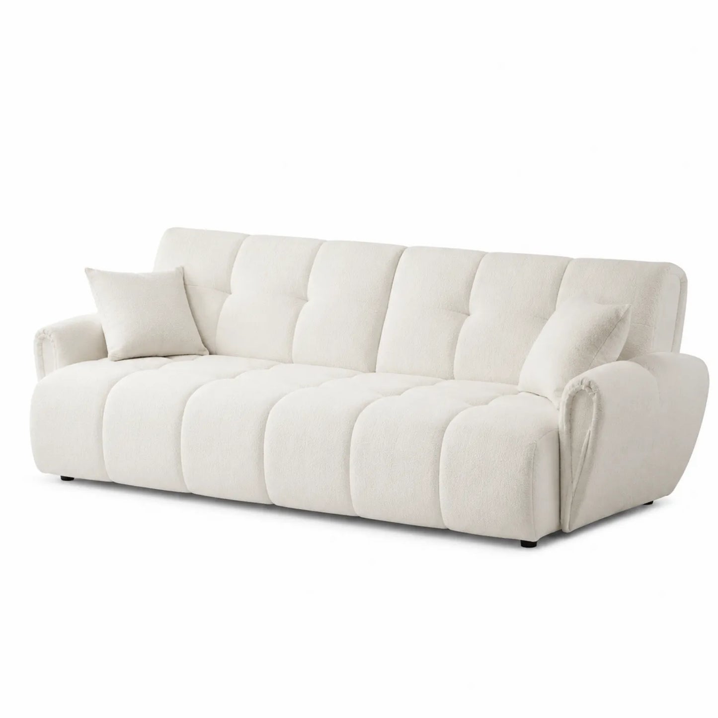 Divano letto 3 posti in tessuto bouclé bianco