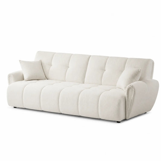 Divano letto 3 posti in tessuto bouclé bianco