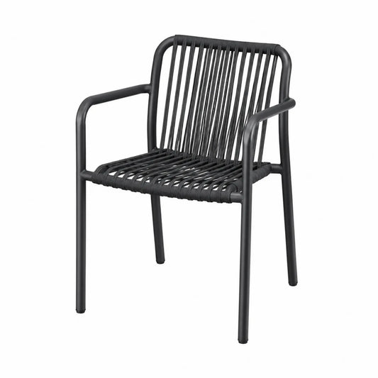 Sedia in Metallo e Rattan Nero