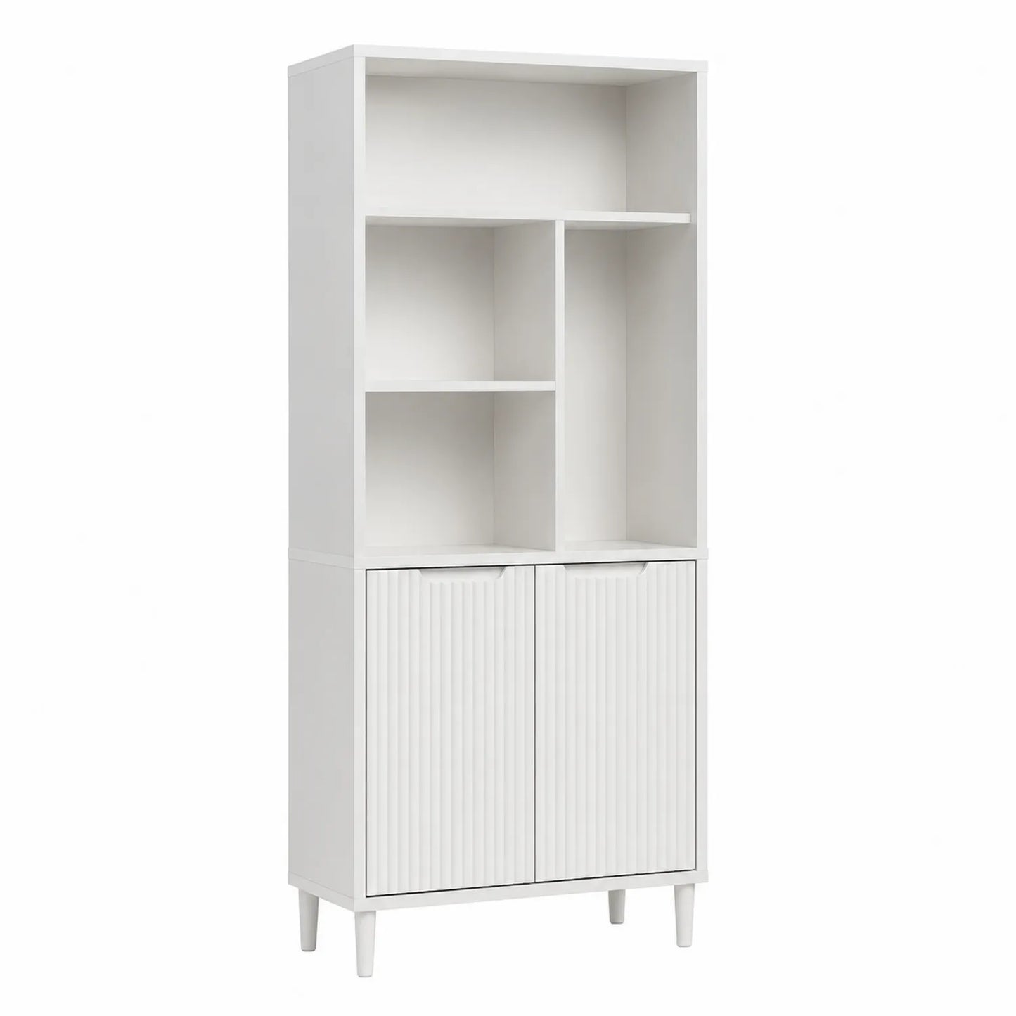 Libreria in MDF bianca con mensole e armadietto H180 x L75 x P35 cm