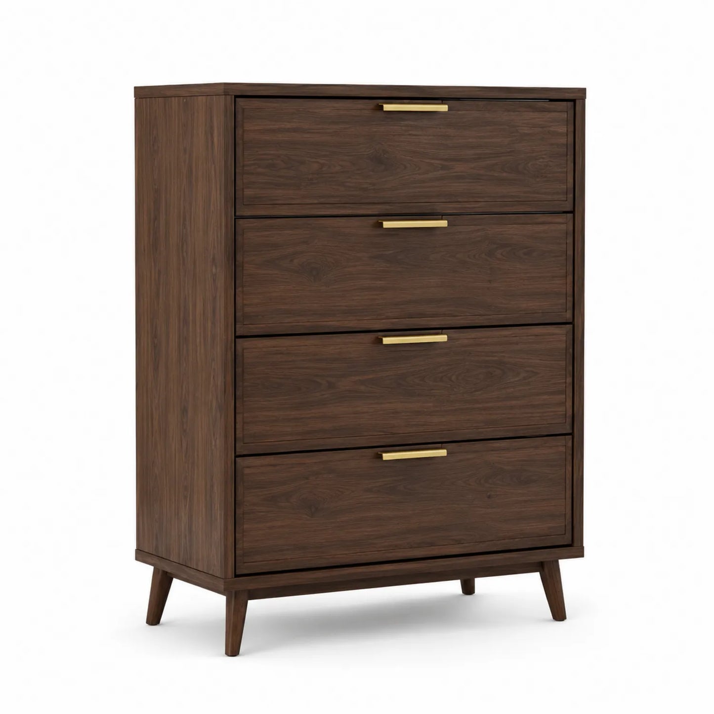 Cassettiera in Legno Massello con 4 Cassetti Marrone 80x40x120 cm